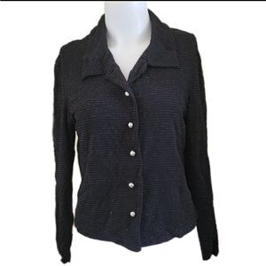 Vintage glam shimmer button up top with open back